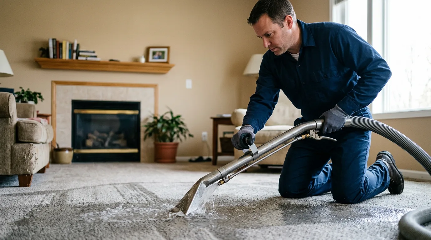Water damage restoration technician working near Champion, PA